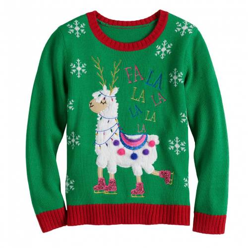 在庫有 It S Our Time タイム ロサンゼルス クリスマス トレーナー 緑 グリーン It S Green Our Time Fa La Llama Christmas Sweater キッズ ベビー マタニティ トップス 超大特価 Lexusoman Com