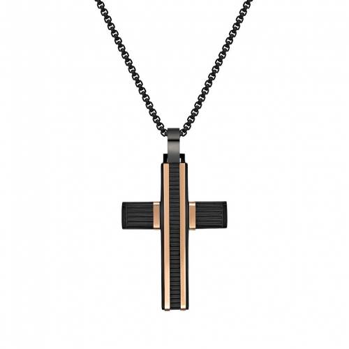 ステンレス 銀色 スチール ネックレス 【 LYNX TWO TONE STAINLESS STEEL CROSS PENDANT NECKLACE / TWO TONE 】 ジュエリー アクセサリー メンズジュエリー ペンダント|スニケス