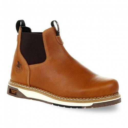 ジョージアブーツ ジョージア ブーツ アンプ ウェッジ 茶色 ブラウン ワークブーツS 【 GEORGIA BOOTS AMP LT WEDGE CHELSEA WORK BOOTS / BROWN 】 メンズ|スニケス