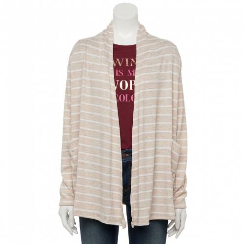 人気ブランド Croft Barrow カーディガン ベージュ ストライプ Stripe Croft Barrow Cozy Draped Openfront Cardigan Beige レディースファッション トップス カーディガン ボレロ 超目玉 Vietfighter Com