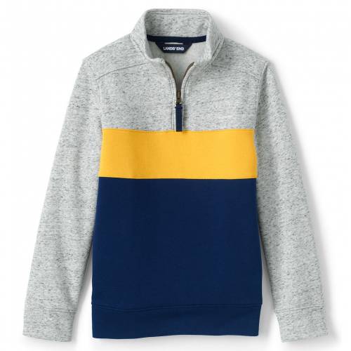 超激安 Lands End 灰色 グレー グレイ ヘザー Lands Gray Heather End Kids 47 Colorblock Quarter Zip Pullover Marl キッズ ベビー マタニティ トップス スウェット スニケス 宅送 Arro Studio Com