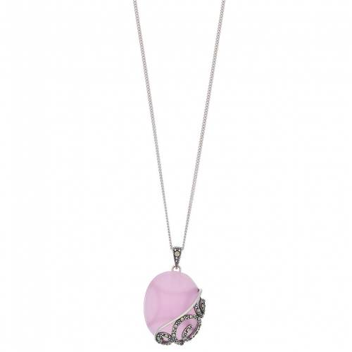 銀色 シルバー ピンク & 【 TORI HILL STERLING SILVER PINK GLASS MARCASITE OVAL PENDANT / 】 ジュエリー アクセサリー レディースジュエリー ネックレス ペンダント