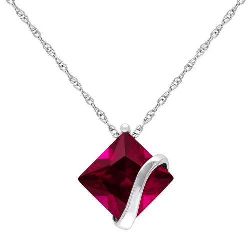 白色 ホワイト ゴールド ネックレス 赤 レッド 【 STELLA GRACE 10K WHITE GOLD LAB-CREATED RUBY SQUARE PENDANT NECKLACE / RED 】 ジュエリー アクセサリー レディースジュエリー ペンダント｜スニケス
