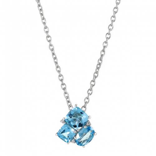 銀色 シルバー 青色 ブルー 白色 ホワイト ネックレス & 【 GEMMINDED STERLING SILVER BLUE TOPAZ WHITE CLUSTER PENDANT NECKLACE / 】 ジュエリー アクセサリー レディースジュエリー ペンダント