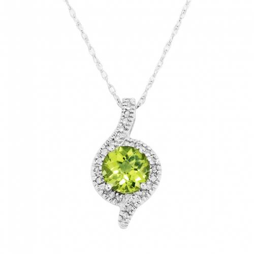 白色 ホワイト ゴールド ダイヤモンド .10CT. T.W. 【 UNBRANDED 10K WHITE GOLD .10-CT. DIAMOND AND PERIDOT SWIRL PENDANT / 10K WHITE GOLD 】 ジュエリー アクセサリー レディースジュエリー ネックレス ペンダント｜スニケス 114,850円