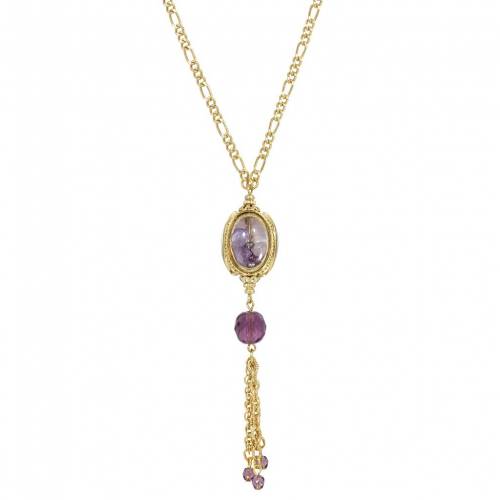 紫 パープル ネックレス 【 1928 PURPLE BEADED DROP SPINNER PENDANT NECKLACE / 】 ジュエリー アクセサリー レディースジュエリー ペンダント