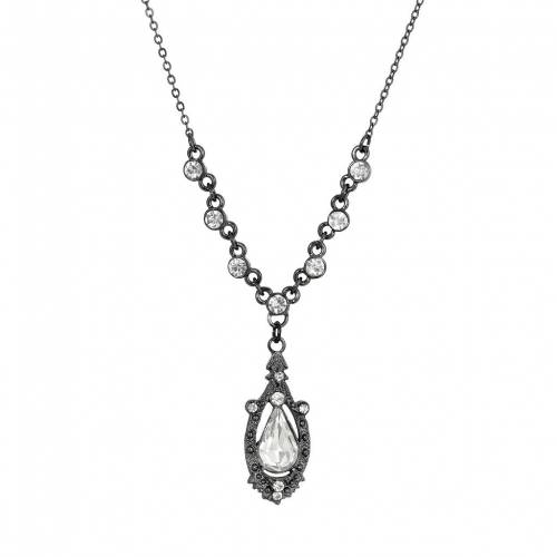 再再販 楽天市場 1928 ネックレス 1928 Simulated Crystal Suspended Teardrop Pendant Necklace Jet Tone ジュエリー アクセサリー レディースジュエリー ネックレス スニケス 新規購入 Aparthotelloscedros Com Ar