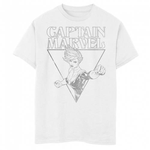 Tシャツ カットソー 予約中 White Tee Graphic Outline Triangle Portrait Captain Marvel キッズ ジュニア ホワイト 白色 Tシャツ グラフィック Marvel