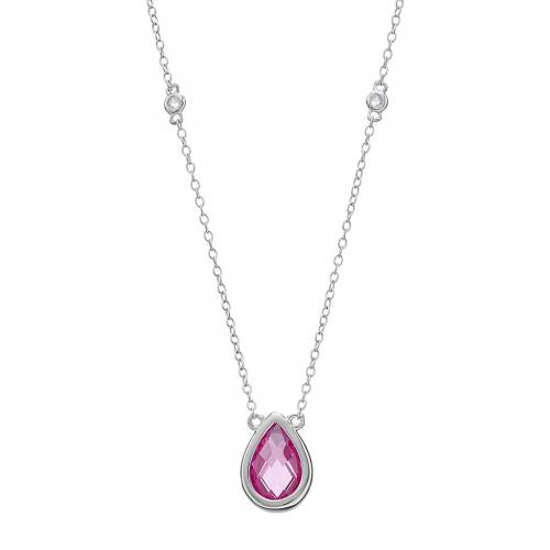 銀色 シルバー ピンク 白色 ホワイト ネックレス & 【 GEMMINDED STERLING SILVER LAB-CREATED PINK SAPPHIRE WHITE TOPAZ TEARDROP NECKLACE / 】 ジュエリー アクセサリー レディースジュエリー ペンダント|スニケス