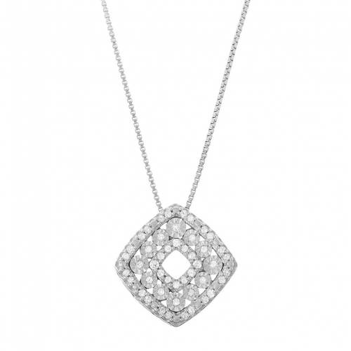銀色 シルバー ダイヤモンド ネックレス 白色 ホワイト T.W. 【 UNBRANDED STERLING SILVER 1/5 CARAT DIAMOND SQUARE PENDANT NECKLACE / WHITE 】 ジュエリー アクセサリー レディースジュエリー ペンダント