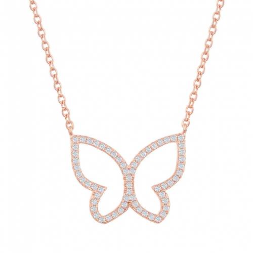 銀色 シルバー ネックレス 【 UNBRANDED STERLING SILVER CUBIC ZIRCONIA OPEN BUTTERFLY NECKLACE / 】 ジュエリー アクセサリー レディースジュエリー ペンダント｜スニケス
