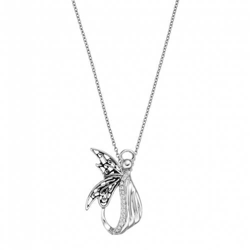 銀色 シルバー ネックレス 灰色 グレー 【 SENTIMENTAL EXPRESSIONS STERLING SILVER CUBIC ZIRCONIA ANGEL OF PERSEVERANCE NECKLACE / GREY 】 ジュエリー アクセサリー レディースジュエリー ペンダント｜スニケス