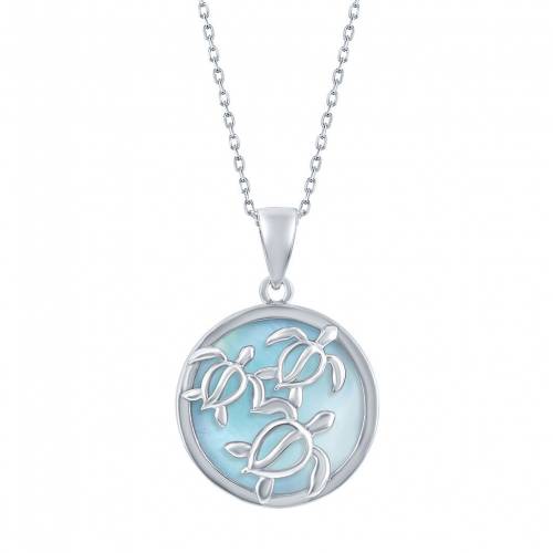 銀色 シルバー ネックレス 【 UNBRANDED STERLING SILVER ROUND LARIMAR OPENWORK TURTLE PENDANT NECKLACE / 】 ジュエリー アクセサリー レディースジュエリー ペンダント｜スニケス