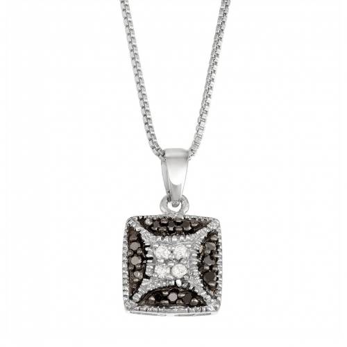 銀色 シルバー 黒色 ブラック 白色 ホワイト ダイヤモンド ネックレス T.W. & 【 UNBRANDED STERLING SILVER 1/10 CARAT BLACK WHITE DIAMOND SQUARE NECKLACE / 】 ジュエリー アクセサリー レディースジュエリー ペ|スニケス