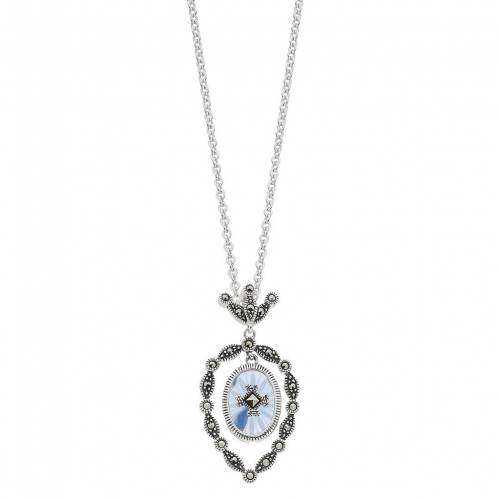 銀色 シルバー 青色 ブルー ネックレス & 【 LAVISH BY TJM STERLING SILVER BLUE SUNRAY CRYSTAL MARCASITE PENDANT NECKLACE / STERLING SILVER 】 ジュエリー アクセサリー レディースジュエリー ペンダント｜スニケス