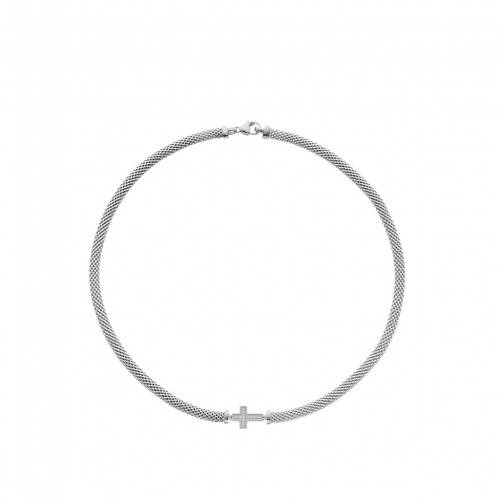 銀色 シルバー ネックレス 【 UNBRANDED STERLING SILVER CUBIC ZIRCONIA CROSS MESH COLLAR NECKLACE / STERLING SILVER 】 ジュエリー アクセサリー レディースジュエリー ペンダント