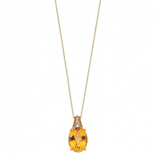 ゴールド 銀色 シルバー 白色 ホワイト & 【 14K GOLD OVER SILVER CITRINE LAB-CREATED WHITE SAPPHIRE OVAL PENDANT / GOLD TONE 】 ジュエリー アクセサリー レディースジュエリー ネックレス ペンダント