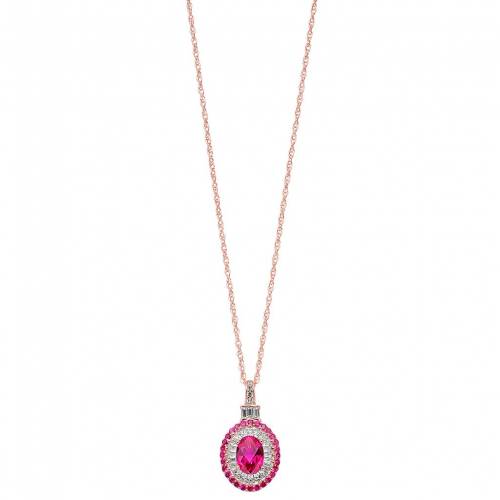 ローズ ゴールド 銀色 シルバー 白色 ホワイト & 【 14K ROSE GOLD OVER SILVER LAB-CREATED RUBY WHITE SAPPHIRE OVAL HALO PENDANT / ROSE TONE 】 ジュエリー アクセサリー レディースジュエリー ネックレス ペンダン|スニケス