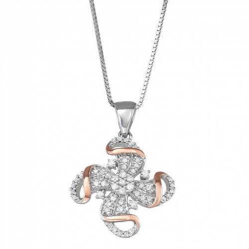 銀色 シルバー ダイヤモンド ローズ T.W. 【 UNBRANDED TWO TONE STERLING SILVER 1/4 CARAT DIAMOND PENDANT / ROSE TONE 】 ジュエリー アクセサリー レディースジュエリー ネックレス ペンダント