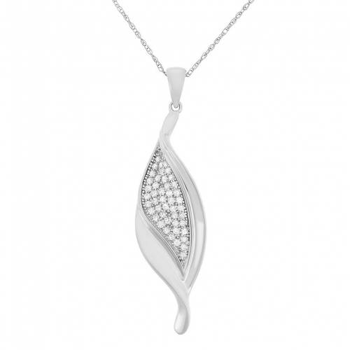 銀色 シルバー ダイヤモンド ネックレス T.W. 【 UNBRANDED STERLING SILVER 1/3 CARAT DIAMOND LEAF PENDANT NECKLACE / SILVER TONE 】 ジュエリー アクセサリー レディースジュエリー ペンダント｜スニケス