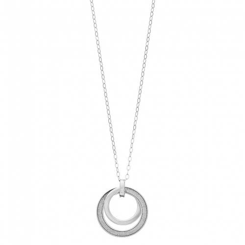 銀色 シルバー ネックレス 【 UNBRANDED STERLING SILVER GLITTER ACCENT DOUBLE CIRCLE PENDANT NECKLACE / 】 ジュエリー アクセサリー レディースジュエリー ペンダント|スニケス