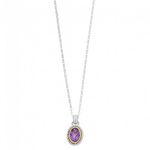 銀色 シルバー ネックレス 【 UNBRANDED TWO TONE STERLING SILVER OVAL AMETHYST PENDANT NECKLACE / TWO TONE 】 ジュエリー アクセサリー レディースジュエリー ペンダント