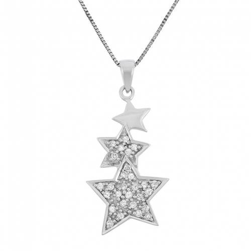 ダイヤモンド 銀色 シルバー ネックレス 白色 ホワイト T.W. 【 UNBRANDED 1/5 CARAT DIAMOND STERLING SILVER TRIPLE STAR PENDANT NECKLACE / WHITE 】 ジュエリー アクセサリー レディースジュエリー ペンダント