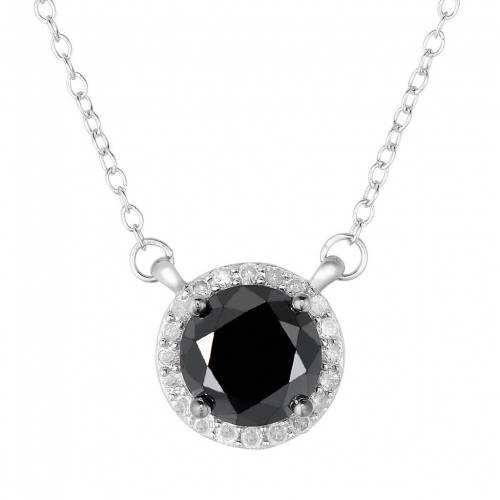 黒色 ブラック 白色 ホワイト ダイヤモンド 銀色 シルバー ネックレス T.W. 【 UNBRANDED 2 CARAT BLACK AND WHITE DIAMOND STERLING SILVER HALO NECKLACE / 】 ジュエリー アクセサリー レディースジュエリー ペン
