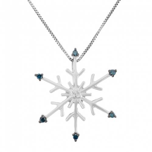 青色 ブルー 白色 ホワイト ダイヤモンド 銀色 シルバー ネックレス 【 UNBRANDED BLUE AND WHITE DIAMOND ACCENT STERLING SILVER SNOWFLAKE PENDANT NECKLACE / 】 ジュエリー アクセサリー レディースジュエリー ペ｜スニケス