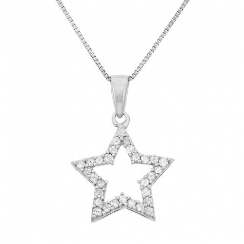 ダイヤモンド 銀色 シルバー ネックレス 白色 ホワイト T.W. 【 UNBRANDED 1/4 CARAT DIAMOND STERLING SILVER CUTOUT STAR PENDANT NECKLACE / WHITE 】 ジュエリー アクセサリー レディースジュエリー ペンダント｜スニケス