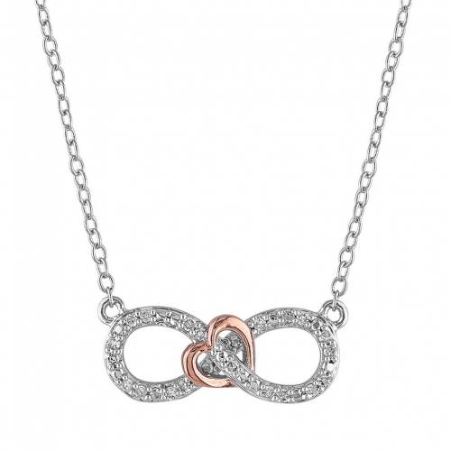ダイヤモンド 銀色 シルバー ネックレス T.W. 【 STELLA GRACE 1/10 CARAT DIAMOND TWO TONE STERLING SILVER INFINITY HEART NECKLACE / MULTI NONE 】 ジュエリー アクセサリー レディースジュエリー ペンダント｜スニケス