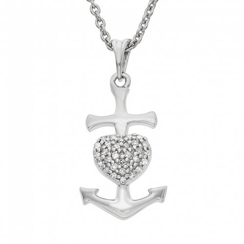 ダイヤモンド 銀色 シルバー ネックレス 白色 ホワイト T.W. 【 JEWELEXCESS 1/10 CARAT DIAMOND STERLING SILVER HEART ANCHOR PENDANT NECKLACE / WHITE 】 ジュエリー アクセサリー レディースジュエリー ペンダント|スニケス