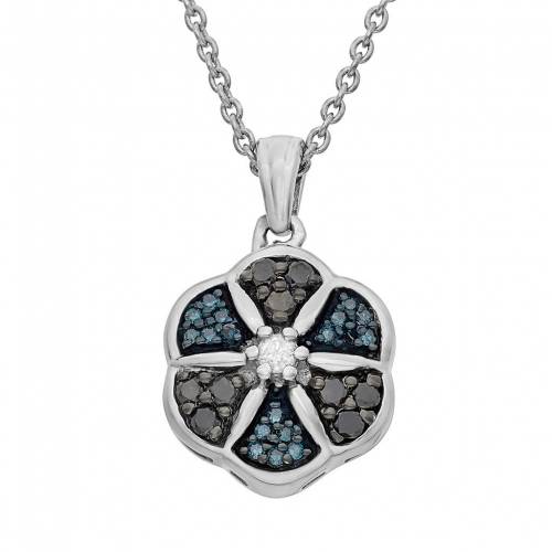 ダイヤモンド 銀色 シルバー ネックレス T.W. 【 JEWELEXCESS 1/4 CARAT DIAMOND STERLING SILVER FLOWER PENDANT NECKLACE / MULTI NONE 】 ジュエリー アクセサリー レディースジュエリー ペンダント｜スニケス