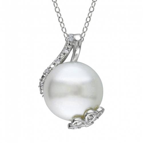 パール ダイヤモンド 銀色 シルバー ネックレス 白色 ホワイト T.W. 【 STELLA GRACE FRESHWATER CULTURED PEARL AND 1/10 CARAT DIAMOND STERLING SILVER PENDANT NECKLACE / WHITE 】 ジュエリー アクセサリー レディースジ｜スニケス