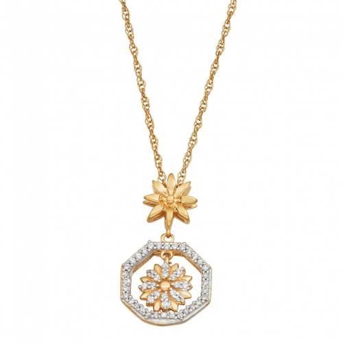 ゴールド 銀色 シルバー ダイヤモンド ネックレス T.W. 【 JEWELEXCESS 14K GOLD OVER STERLING SILVER 1/6 CARAT DIAMOND FLOWER PENDANT NECKLACE / GOLD TONE 】 ジュエリー アクセサリー レディースジュエリー ペンダン|スニケス