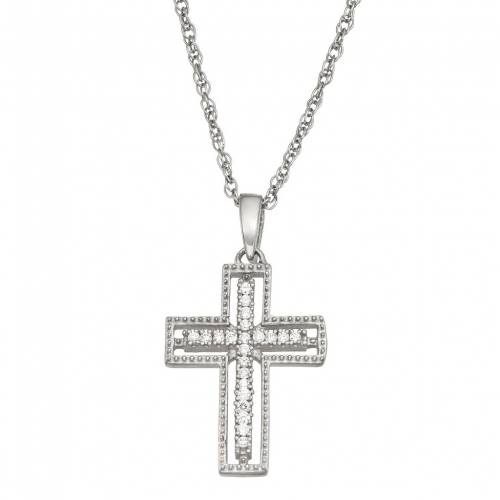 銀色 シルバー ダイヤモンド ネックレス T.W. 【 JEWELEXCESS STERLING SILVER 1/6 CARAT DIAMOND CROSS PENDANT NECKLACE / SILVER TONE 】 ジュエリー アクセサリー レディースジュエリー ペンダント|スニケス