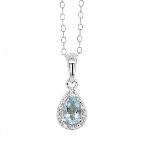 銀色 シルバー アクアマリン ダイヤモンド ネックレス 【 CELEBRATION GEMS STERLING SILVER PEAR SHAPED GENUINE AQUAMARINE DIAMOND ACCENT FRAME PENDANT NECKLACE / 】 ジュエリー アクセサリー レディースジュエリー ペ|スニケス