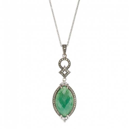 銀色 シルバー & 【 LAVISH BY TJM STERLING SILVER AVENTURINE MARCASITE MARQUISE PENDANT / MULTI NONE 】 ジュエリー アクセサリー レディースジュエリー ネックレス ペンダント｜スニケス