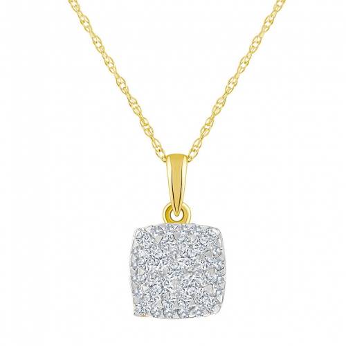ゴールド ダイヤモンド ネックレス T.W. 【 CELEBRATION GEMS 14K GOLD 1/4 CARAT DIAMOND CUSHION CLUSTER PENDANT NECKLACE / 】 ジュエリー アクセサリー レディースジュエリー ペンダント 79,530円