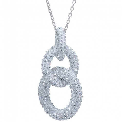 銀色 シルバー ネックレス 【 ATHRA NJ INC STERLING SILVER CRYSTAL INTERLOCKING LINKS PENDANT NECKLACE / SILVER TONE 】 ジュエリー アクセサリー レディースジュエリー ペンダント