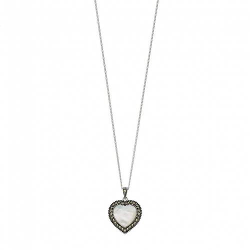 パール ネックレス & 【 TORI HILL GENUINE MARCASITE MOTHER OF PEARL HEART PENDANT NECKLACE / SILVERTONE 】 ジュエリー アクセサリー レディースジュエリー ペンダント|スニケス