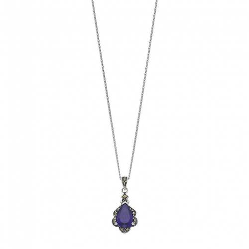 紫 パープル ネックレス & 【 TORI HILL MARCASITE PURPLE GLASS TEARDROP PENDANT NECKLACE / SILVERTONE 】 ジュエリー アクセサリー レディースジュエリー ペンダント