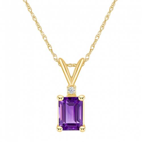 ゴールド ダイヤモンド ネックレス & 【 CELEBRATION GEMS 14K GOLD EMERALD CUT AMETHYST DIAMOND ACCENT PENDANT NECKLACE / 】 ジュエリー アクセサリー レディースジュエリー ペンダント