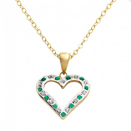 ダイヤモンド ゴールド 【 DIAMOND FASCINATION 18K GOLD-OVER-SILVER EMERALD HEART PENDANT / GOLD 】 ジュエリー アクセサリー レディースジュエリー ネックレス ペンダント