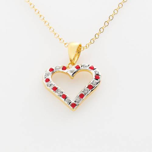 ダイヤモンド ゴールド 【 DIAMOND FASCINATION 18K GOLD-OVER-SILVER RUBY HEART PENDANT / GOLD 】 ジュエリー アクセサリー レディースジュエリー ネックレス ペンダント