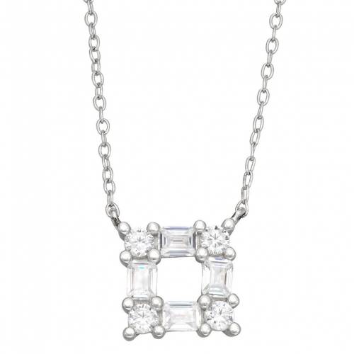 銀色 シルバー ネックレス 【 UNBRANDED STERLING SILVER CUBIC ZIRCONIA SQUARE NECKLACE / STERLING SILVER 】 ジュエリー アクセサリー レディースジュエリー ペンダント