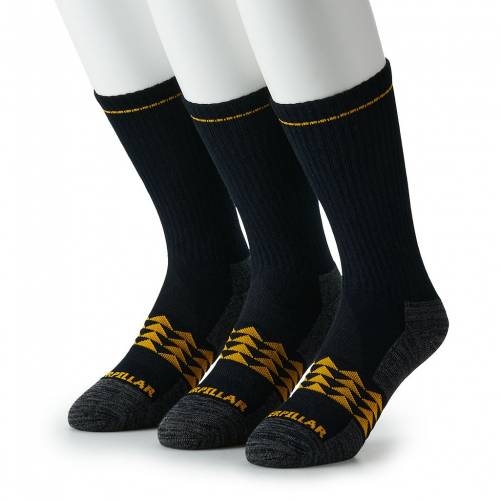 カジュアル Crew ファッションブランド Boot スニケス Black Socks 靴下 メンズ Crew クルー 3個入 ファッション 3pack ブラック 黒色 Midweight ブーツ ソックス Caterpillar Caterpillar Boot キャタピラー