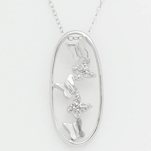 プラチナム 銀色 シルバー 【 JEWELRY FOR TREES PLATINUM OVER SILVER CUBIC ZIRCONIA BUTTERFLY PENDANT / 】 ジュエリー アクセサリー レディースジュエリー ネックレス ペンダント
