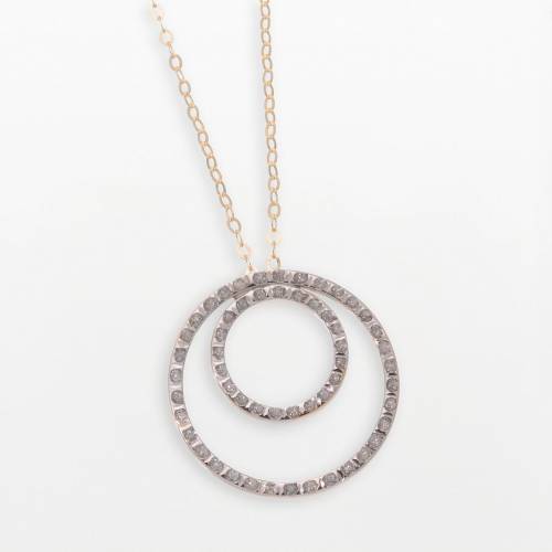 ダイヤモンド ゴールド 【 DIAMOND FASCINATION 14K GOLD DOUBLE-CIRCLE PENDANT / 14K GOLD 】 ジュエリー アクセサリー レディースジュエリー ネックレス ペンダント