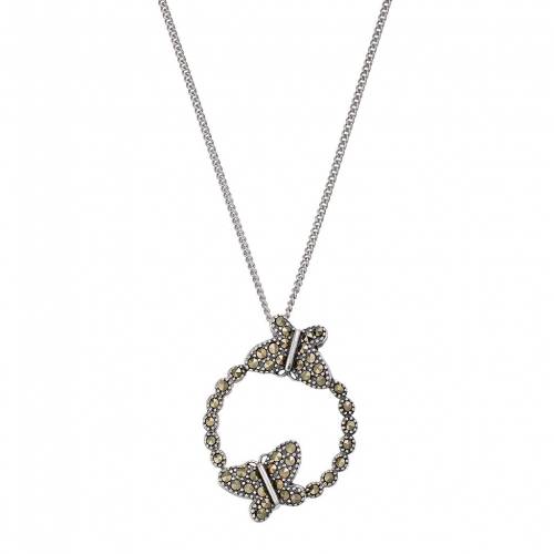 銀色 シルバー ネックレス 灰色 グレー ?STERLING 【 TORI HILL SILVER MARCASITE BUTTERFLY PENDANT NECKLACE / GREY 】 ジュエリー アクセサリー レディースジュエリー ペンダント｜スニケス